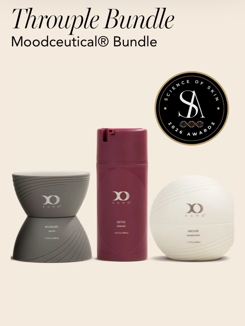 Moodceutical Throuple Bundle Serum & Face Oil Trio - Gray, Burgundy, White
